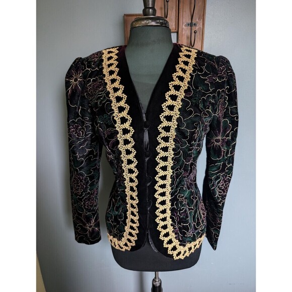 Vintage Scott McClintock Velvet  Jacket, Baroque Gold  Lace Coat - Picture 2 of 10